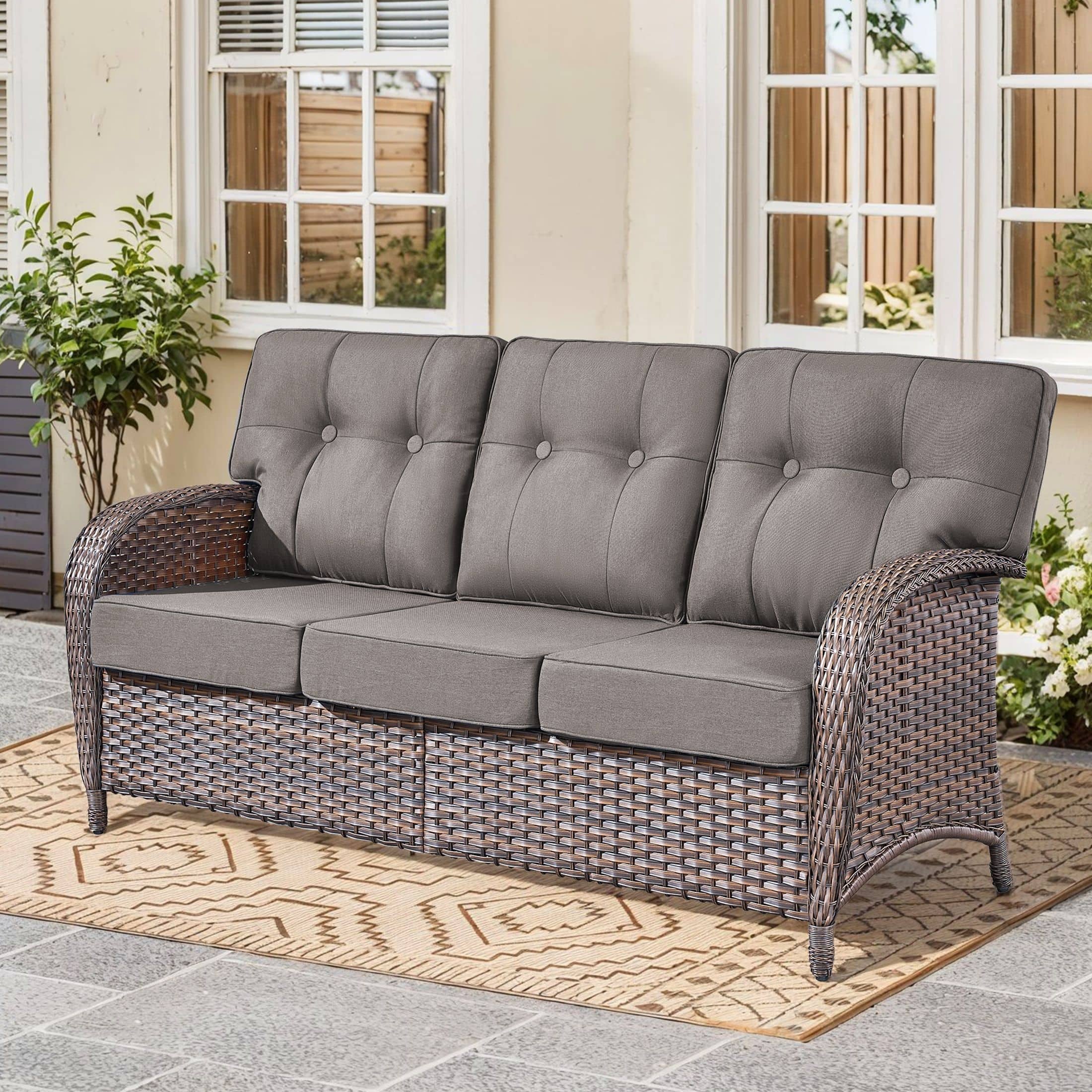 Option Brown Wicker & Gray cushion