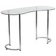 preview thumbnail 1 of 1, Contemporary Desk with Kidney Shaped Curvaceous Clear Tempered Glass Top