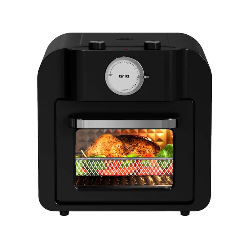 Aria 16QT Retro Air Fryer Toaster Oven - Black
