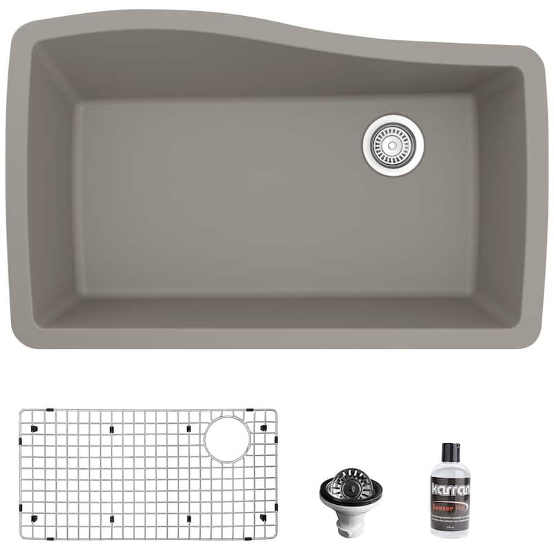 Karran USA QU-722-PK1 Quartz QU 33-1/2" Undermount Single Basin Quartz
