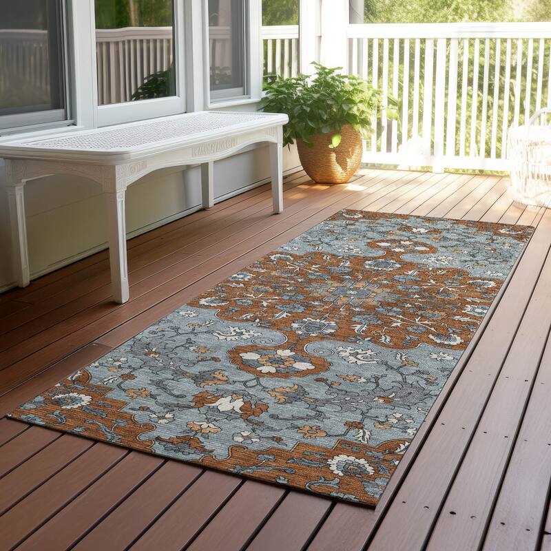 Machine Washable Indoor/ Outdoor Traditional Savannah Chantille Rug - Paprika - 2'3" x 7'6"