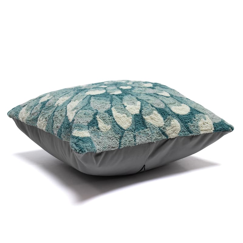 Liora Manne Frontporch Mum Indoor/Outdoor Pillow Aqua 18" Square