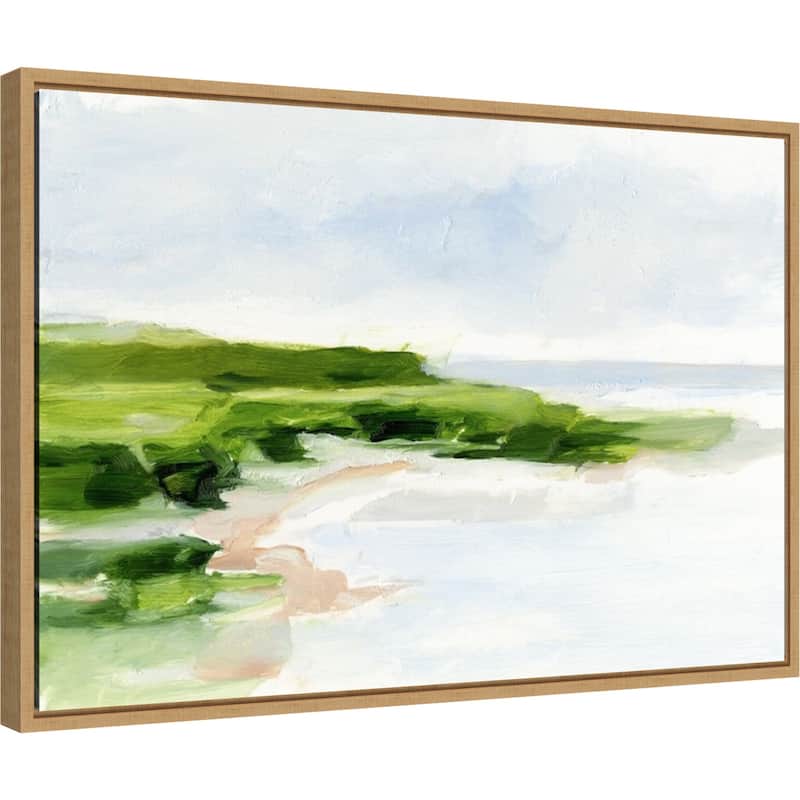 Blush Sandy Beach I by Ethan Harper (23 x 16 in.), Framed Canvas Wall Art Print - Sylvie Maple
