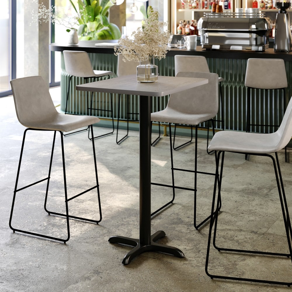 24'' x 30'' Rectangular Table Top with 22'' x 22'' Bar Height Table Base - 30"D x 24"W x 43.125"H