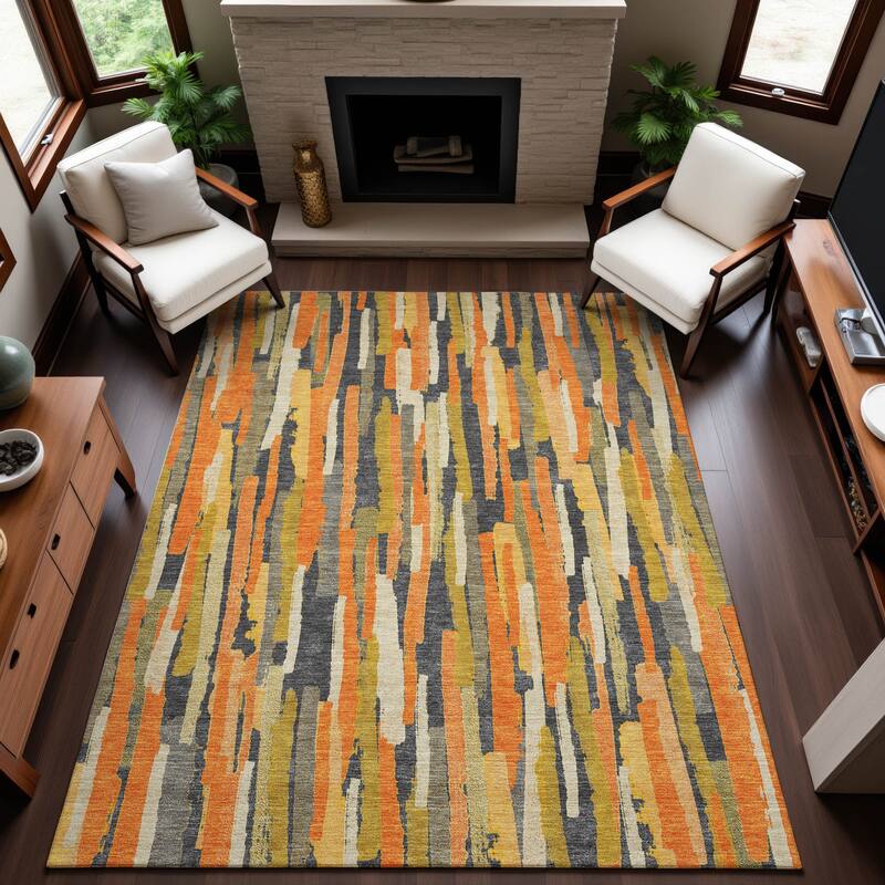 Premium Washable Super Soft Global Stripes Mayfield Rug - Orange - 8' x 10'