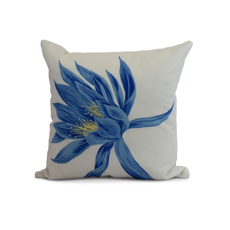 20 x 20 Inch Hojaver Floral Print Pillow - Blue