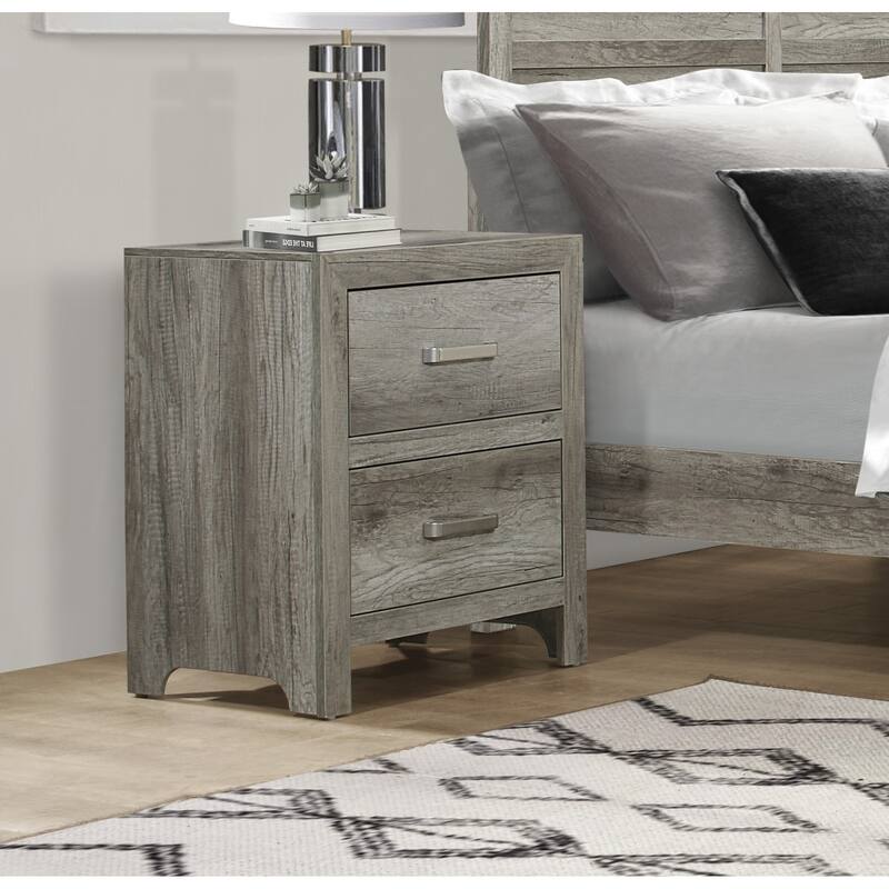Transitional Solid Wood Nightstand, Bedside Storage Cabinet with Nickel Drawer Handles, Entry Side Table with Wooden Top