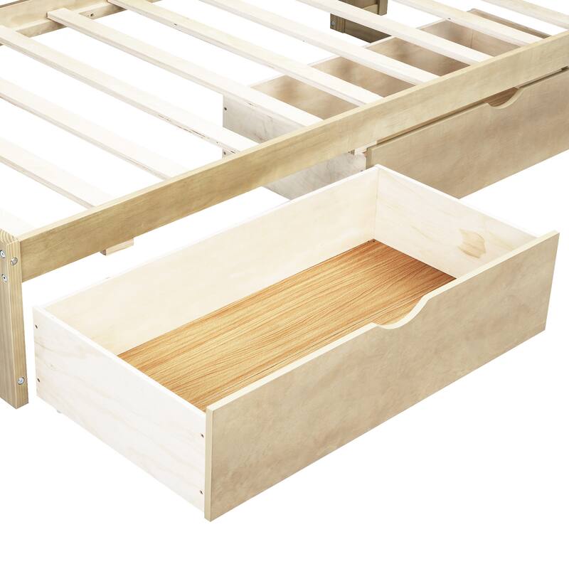 Twin Size Daybed with Built-in Charging Station, 2 Drawers & 5 Side Cabinets, Solid Wood Frame with USB & Outlet Ports