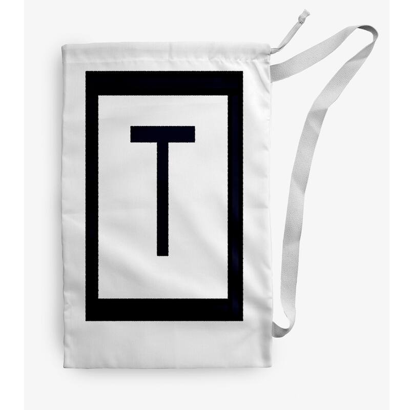 Modern Monogram Laundry Bag - 18" x 29" - White/Black
