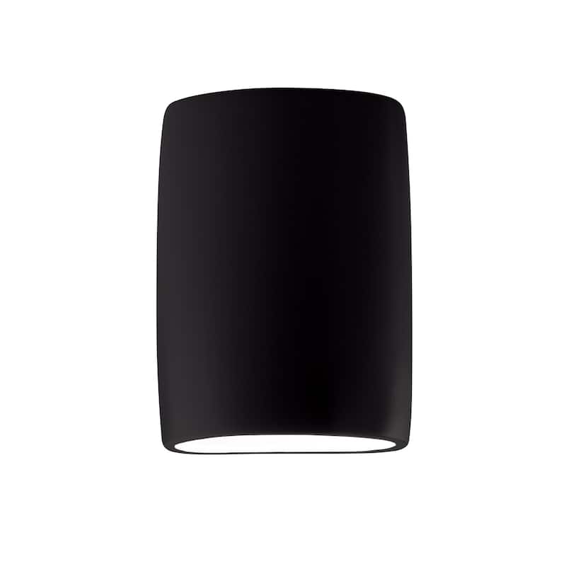 Justice Design Group Ambiance ADA Outdoor Large Ceramic Wide Cylinder Wall Sconce with Open Top & Bottom - Carbon Matte Black