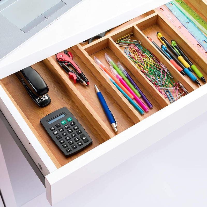 Expandable Silverware Organizer - Bamboo Kitchen Drawer Organizer, Utensil Holder - Drawer Organization and Storage