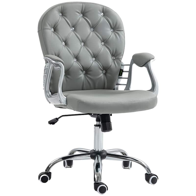 PU Adjustable Height Home Office Chair with Padded Armrests and Wheels