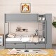 preview thumbnail 2 of 24, Full over Full Size Bunk Bed with Stairs and Guardrail, Storage Captains Bed with Pull-out Drawers and Bookcase Cabinet Frame