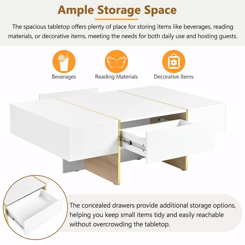 47.2" x 31.4" Minimalist High Gloss Coffee Table