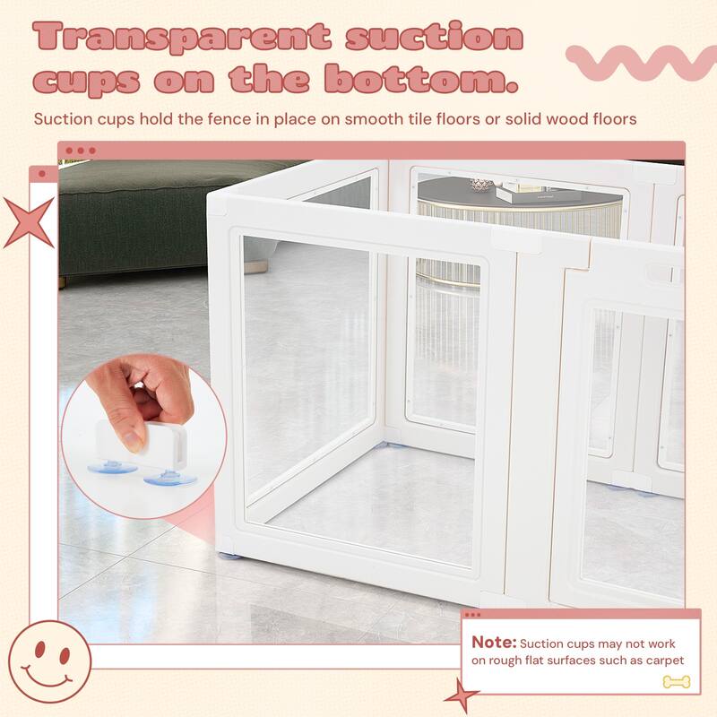 Erommy Clear Pet Pen with Door - Easy Assembly Playpen for Puppies, Cats, Dogs, Rabbits, and Small Animals