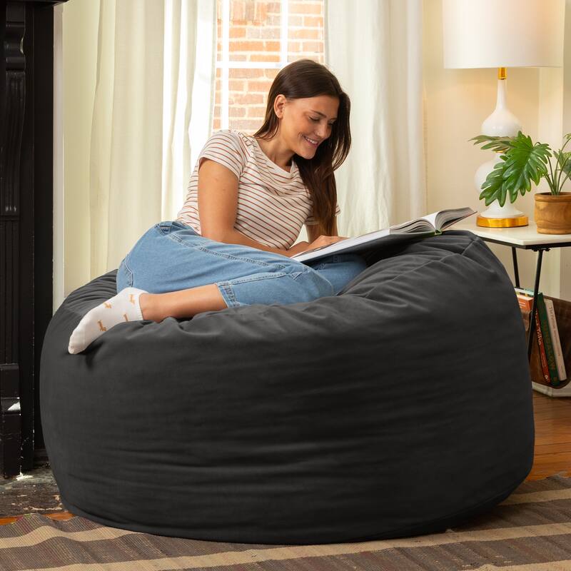 Jaxx Basics 4 Foot Large Adult Bean Bag Chair, Oversized with Filler