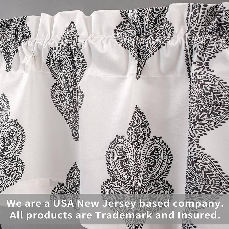 DriftAway Sadie Paisley Medallion Pattern Boho Velvet Window Curtain Valance with Handmade Tassels