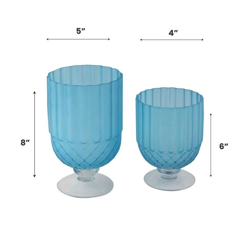 Goblet Style Frosted Glass Table Vases Set of 2 Modern Decor Accent