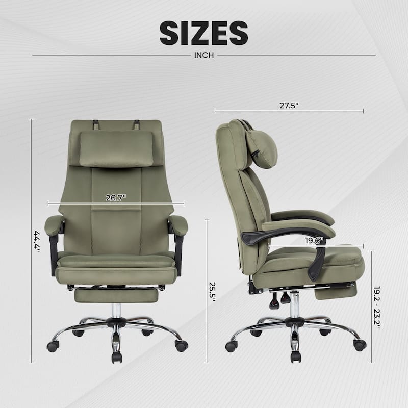 Modern Velvet Office Chair with Footrest Reclining Ergonomic Design