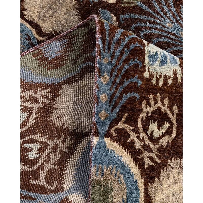 Ikat One-of-a-Kind Hand-Knotted Area Rug - Brown, 8' 1" x 10' 0" - 8' 1" x 10' 0"