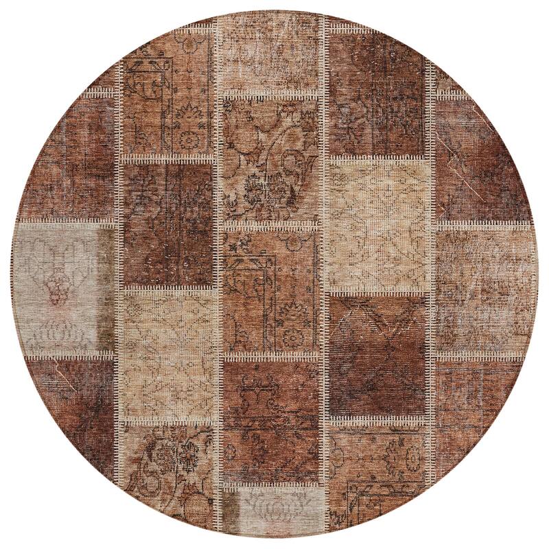 Machine Washable Indoor/ Outdoor Chantille Traditional Patchwork Rug