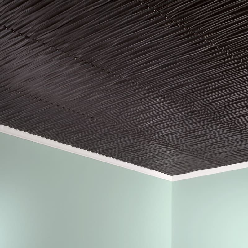 FASÄDE Dunes Vertical Decorative Vinyl 2ft x 2ft Glue Up Ceiling Panel in Smoked Pewter (5 Pack)