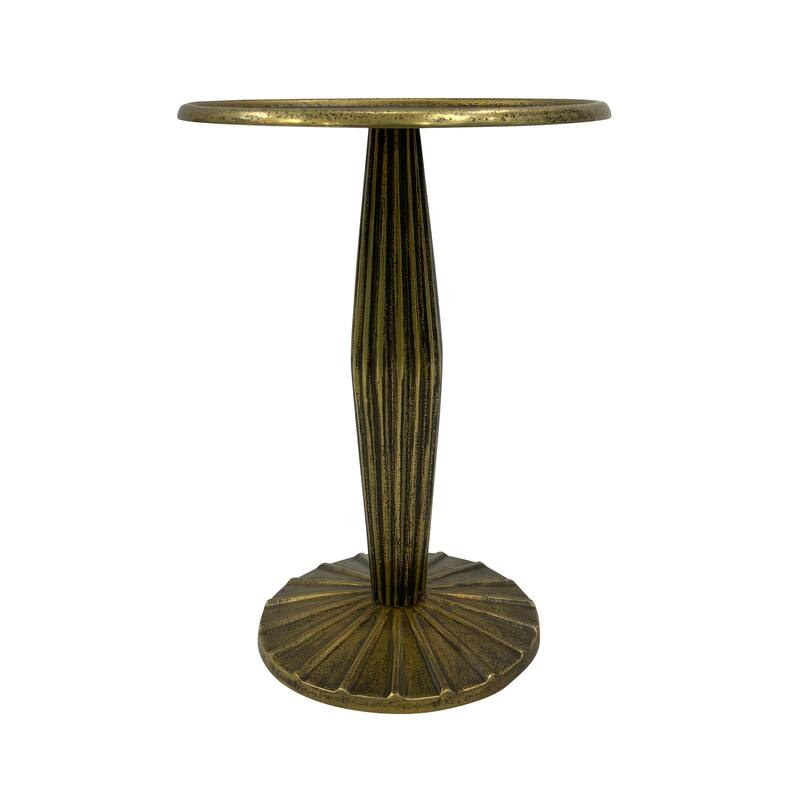 12 in. Antique Brass Round Metal End Table, Sturdy Build End Side Table for Living Rooms