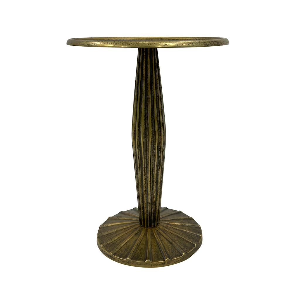 12 in. Antique Brass Round Metal End Table, Sturdy Build End Side Table for Living Rooms