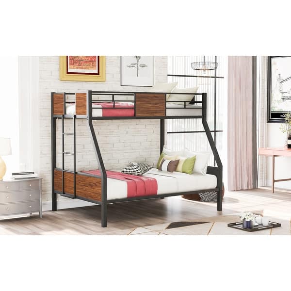 slide 2 of 13, Twin Over Full Metal Bunk Bed with Ladder - Perfect for Growing Families Black - Full