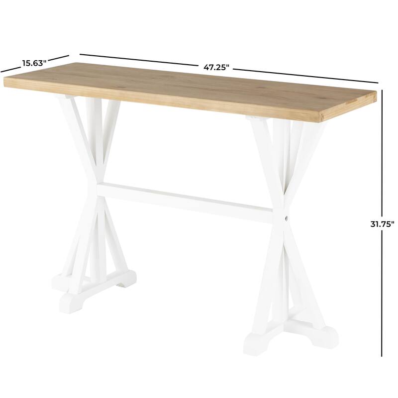 Wood Rectangular Console Table with Angled Legs and Brown Tabletop - White - Roche River Decor