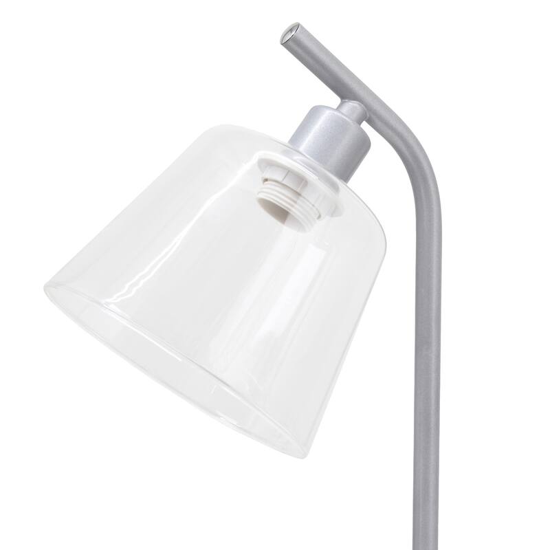 Curved Arm Desk Lamp with Glass Shade - 15.75" - Silver