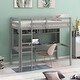 preview thumbnail 1 of 7, Gray Twin Pine Loft Bed with Desk, Shelves, Ladder, High Guardrails
