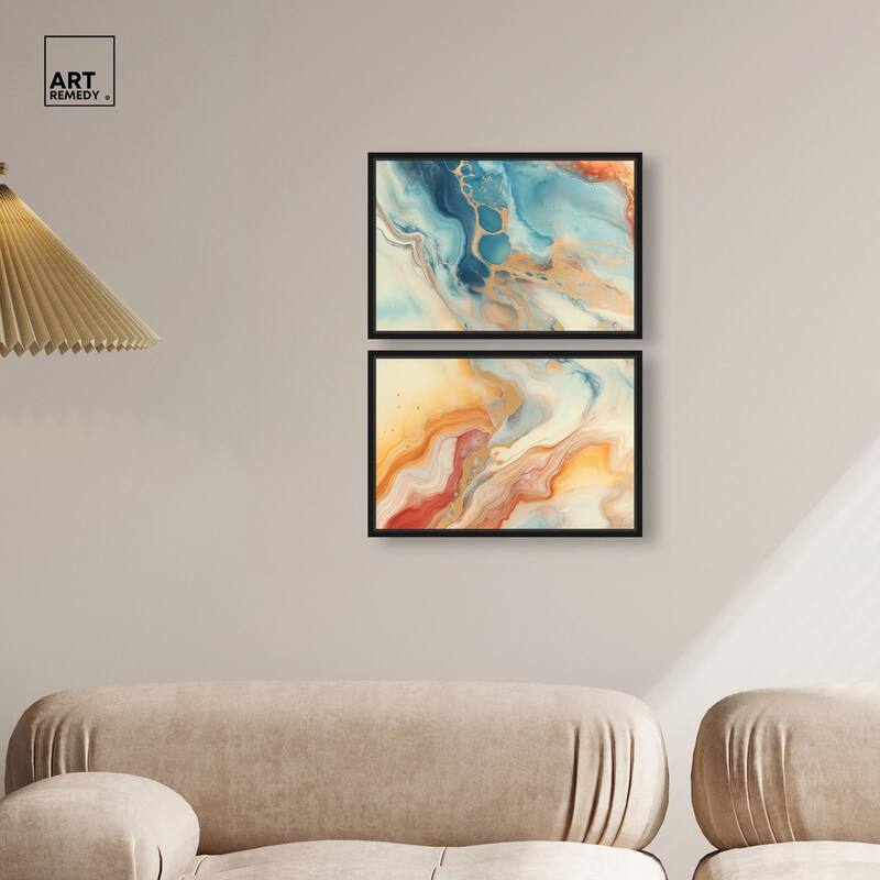 Marbled Sunrise I Canvas Set of 2 by Art Remedy