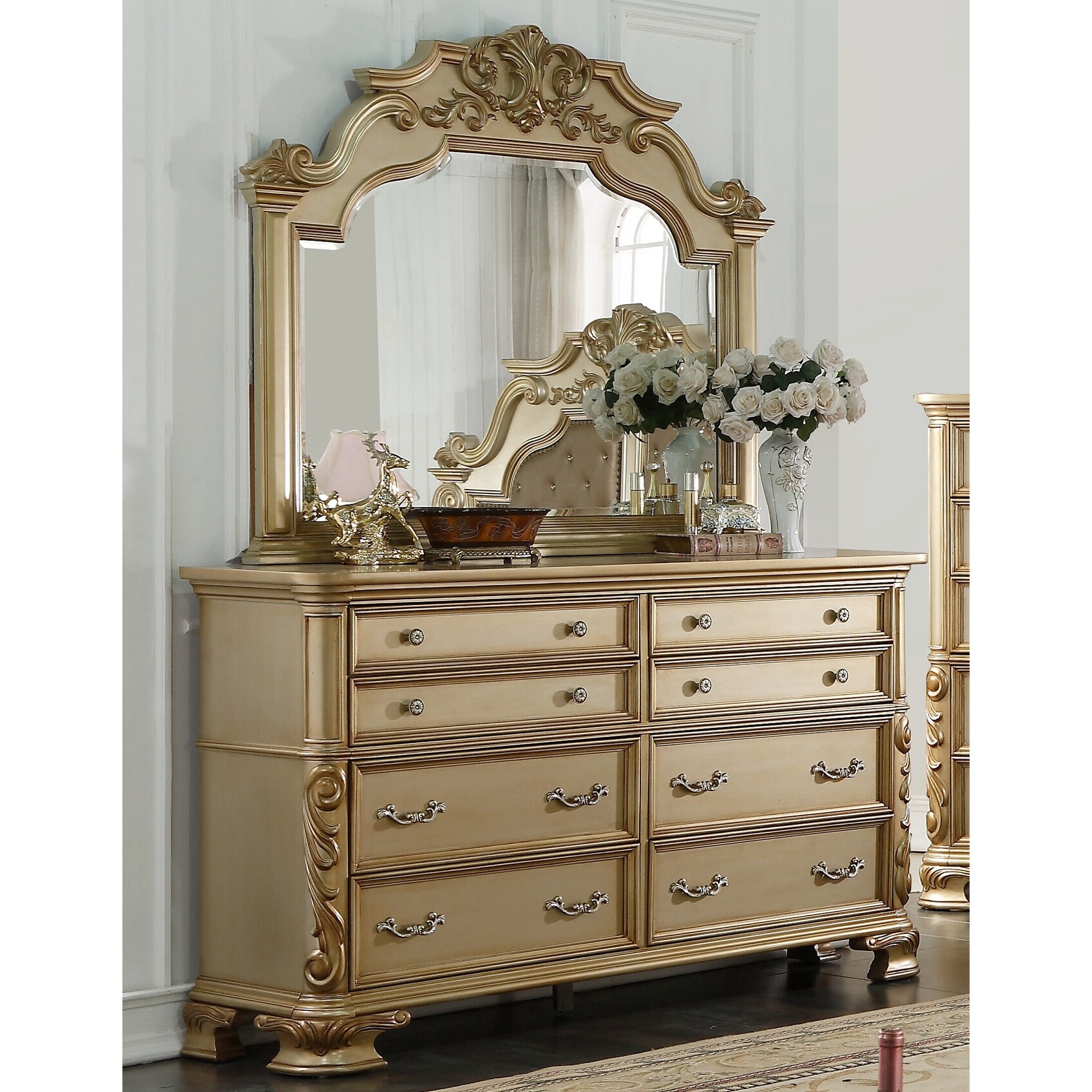 Miranda Gold Decorative Carved Dresser - Bed Bath & Beyond - 41491809