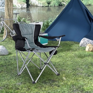 Foldable Camping Chair With Mushed Cup Holder And Oversized Cooler