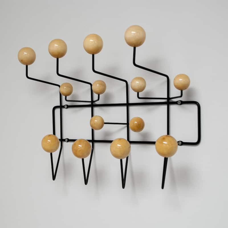 Mod Made Mid-Century Modern Bubble Coat Rack - Natural Balls Black Frame