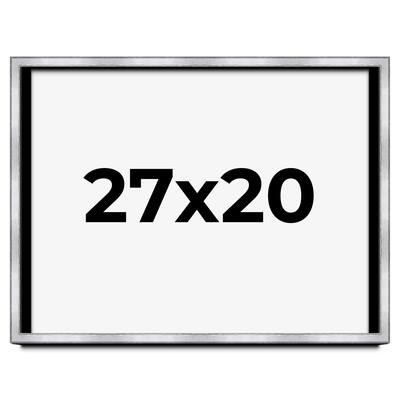 27x20 Shadow Box Frame Silver | 1.375 Inches Deep Real Wood
