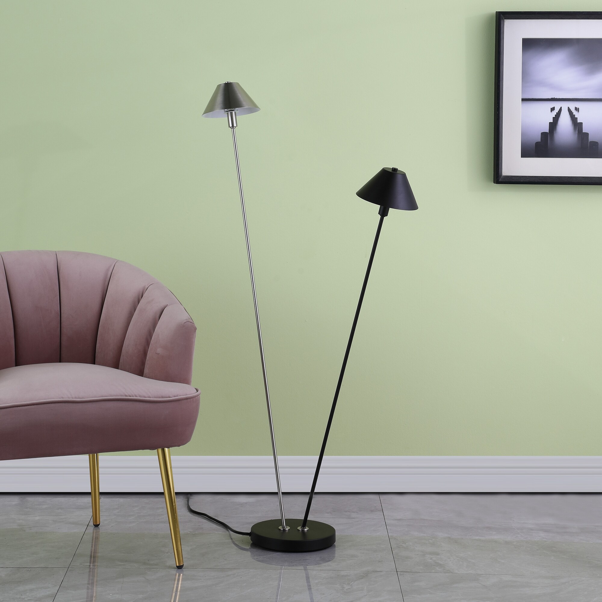 Brushed silver online floor lamp