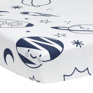 Lambs & Ivy Milky Way Blue/White Space/Galaxy Photo Op Cotton Fitted Crib Sheet