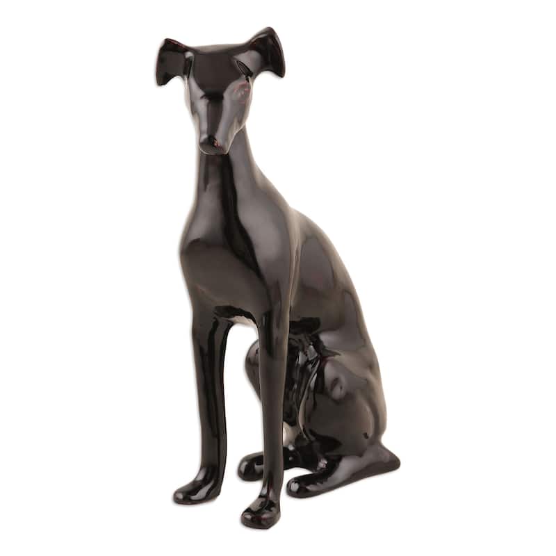 Novica Handmade Watch Dog Aluminum Statuette