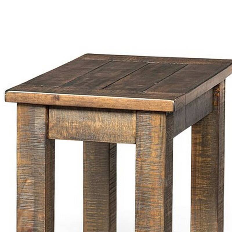 22 in. Mahogany Rectangle Wood End Table, Sturdy Build End Side Table for Living Rooms