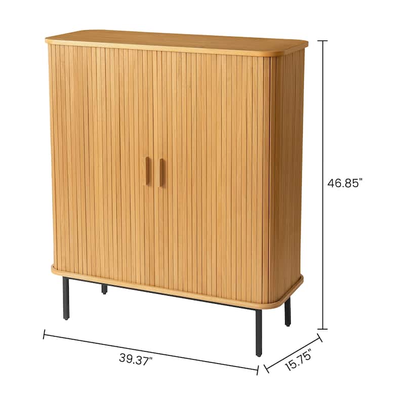 Ribbed Wood Storage Cabinet - 46"x39"