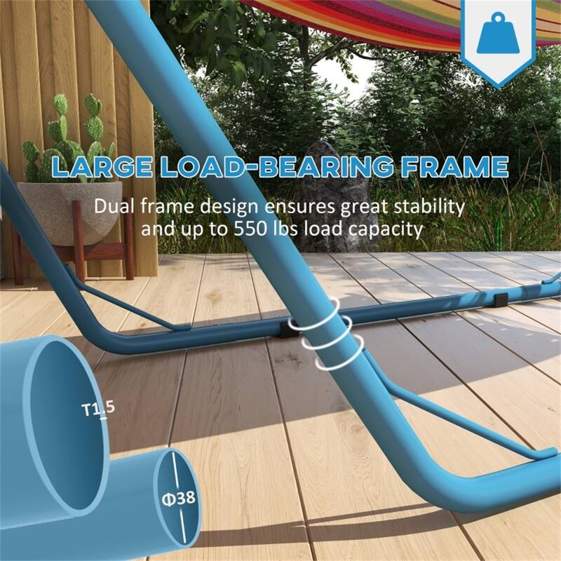 Adjustable Heavy Duty Hammock Stand Powder Coated Steel Supports Up to 550 Pounds Fits Most Brazilian Flat