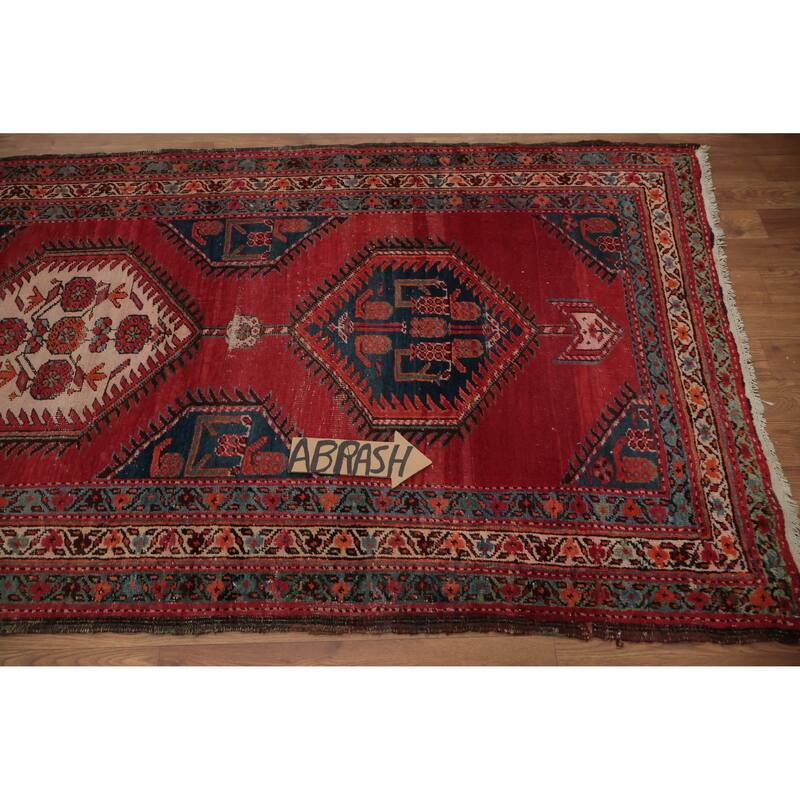 Hand Knotted Oriental 100% Wool Carpet Traditional Geometric Red Heriz Runner Rug - 17' 1'' X 3' 3''