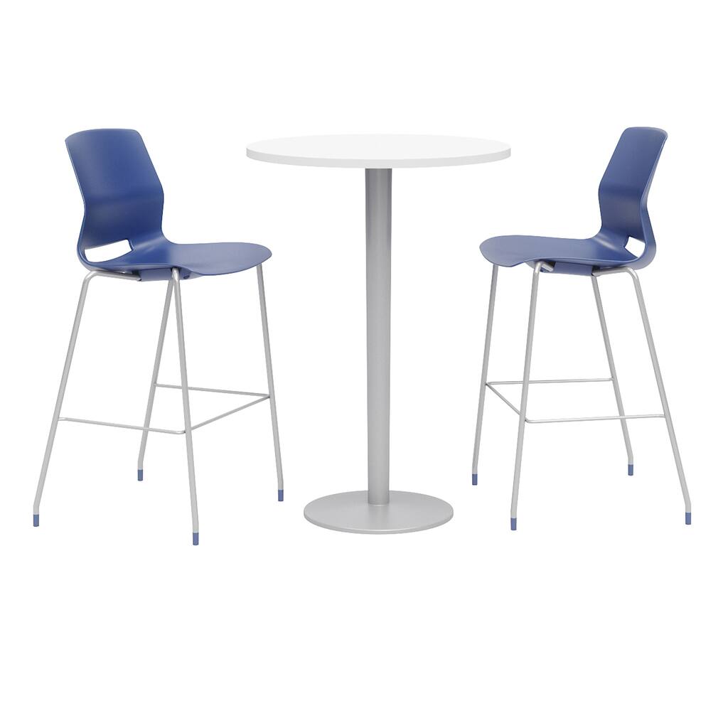 Olio Designs Round 30" Bistro Table Set, Lola Barstools, Designer White - 30" Dia. - 30" Dia.