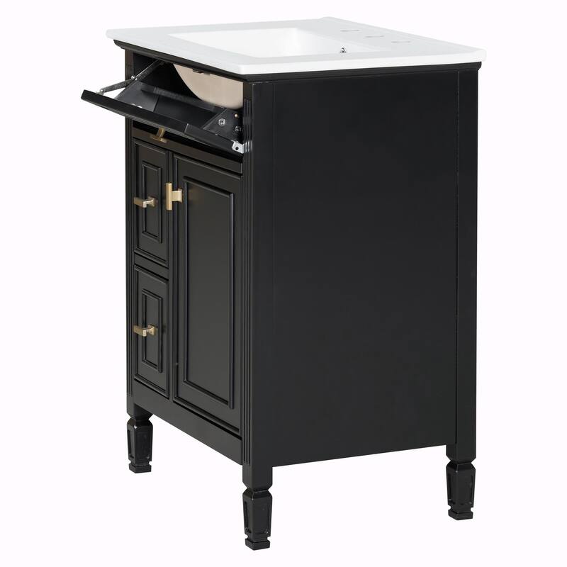 24-Inch Bathroom Vanity with Sink, Solid Wood and MDF Cabinet