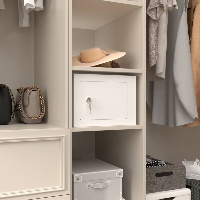 Secure Safe With Key, 0.23 Cubic Feet Small Safe, Mini Storage Cabinet