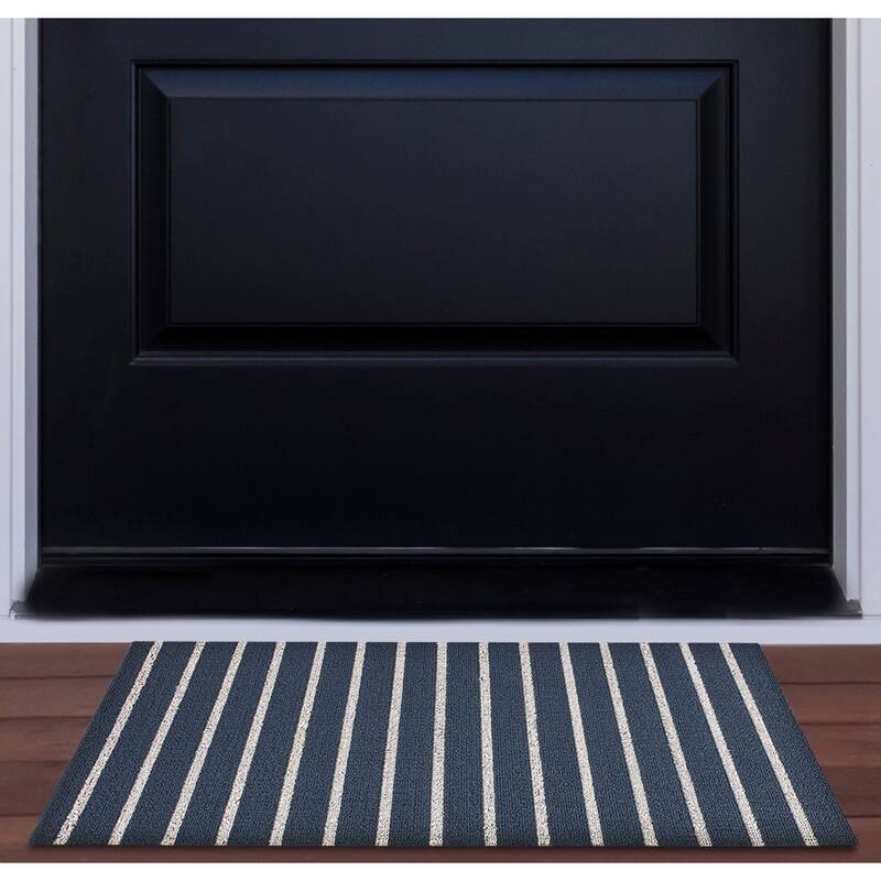 Nautica PVC Loop Utility Indoor/Outdoor Striped Mat
