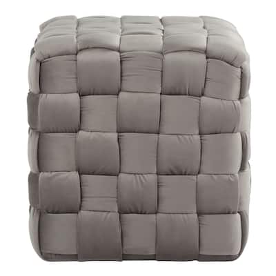 Silver Orchid Camilla Braided Square 16" Ottoman