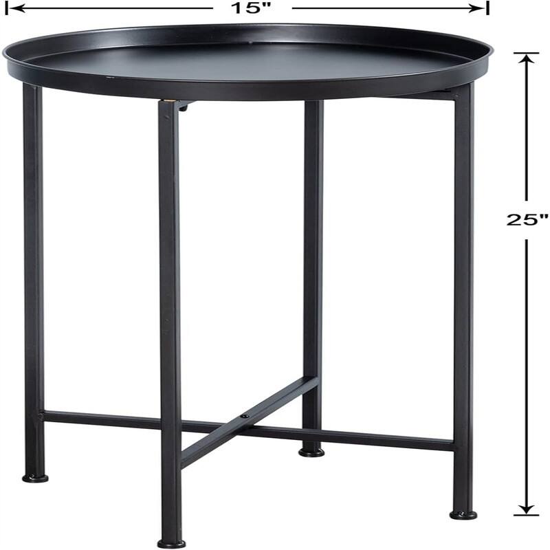 Small Round Metal End Table - 14.5"D x 14.5"W x 25"H